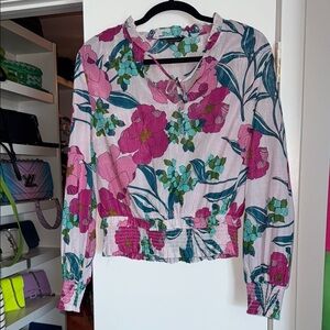 Floral Pink and Green Women's Top